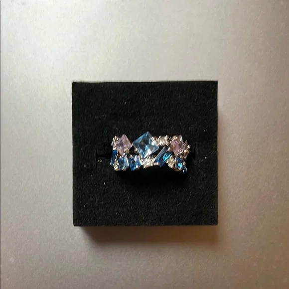 BP OG Aquamarine and Lavender Topaz Rhodium Plated Ring - Size 5 - Picture 3 of 4